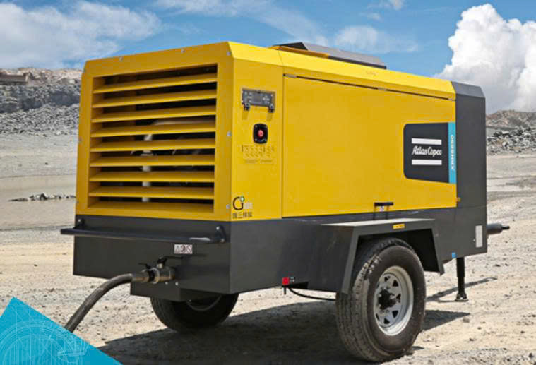 Máy nén khí di động tại công trường